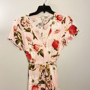 Pink Floral Maxi Wrap Dress